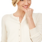 Charter Club Women's Cashmere Crystal-Button Cardigan White Size M