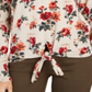 Style & Co Women's Floral Print Tie Front Sweater Brown Size X-Small