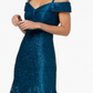 R & M Richards Women's Off the Shoulder Floral Lace Mermaid Dress Peacock Blue Size 12 Petite