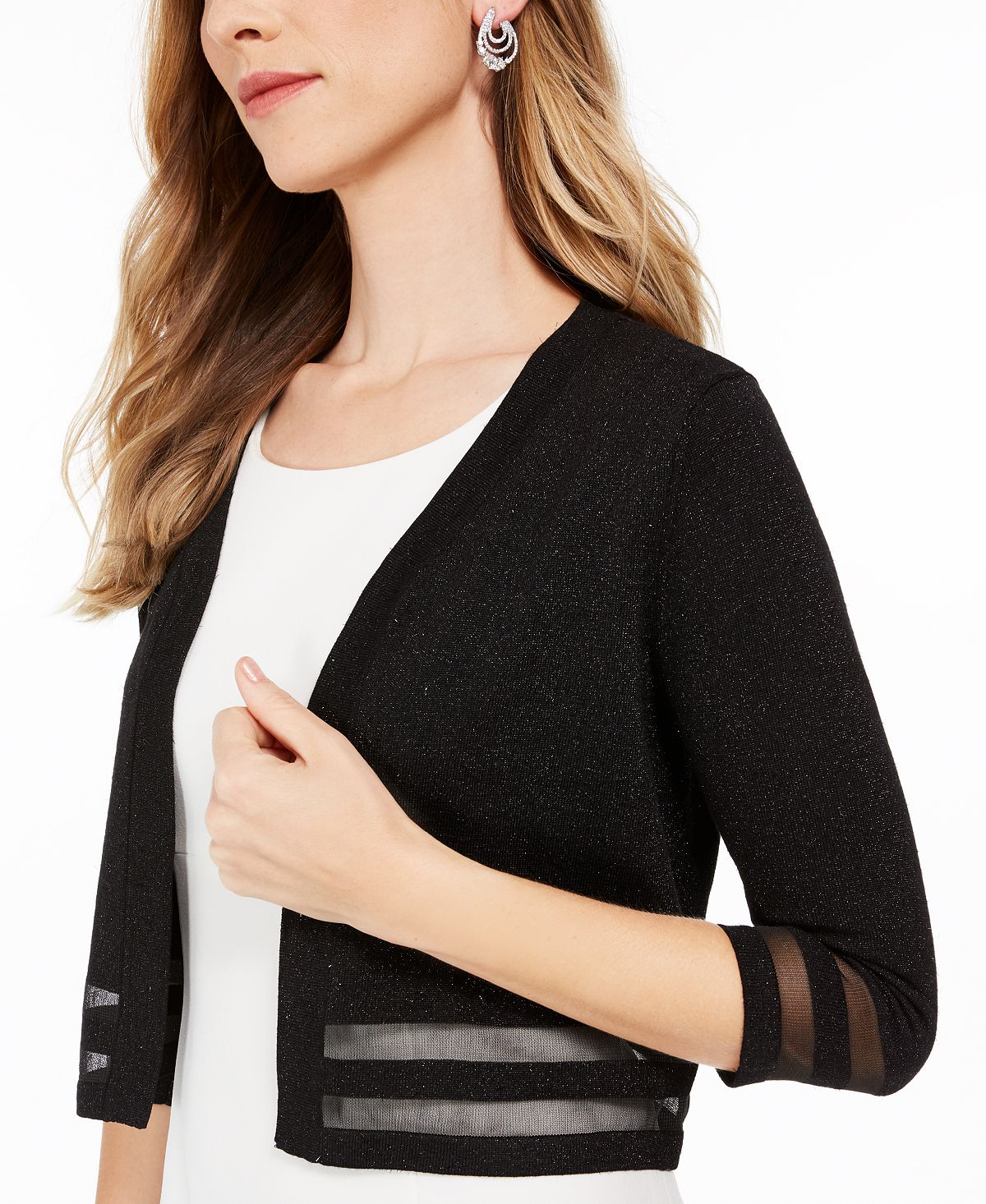 Jessica Howard Women's Illusion Hem Sweater Black Size Petite L