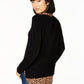 Charter Club Women's Pure Cashmere Cheetah Print Layered Look Sweater Black Size Petite S/M