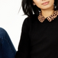 Charter Club Women's Pure Cashmere Cheetah Print Layered Look Sweater Black Size Petite S/M