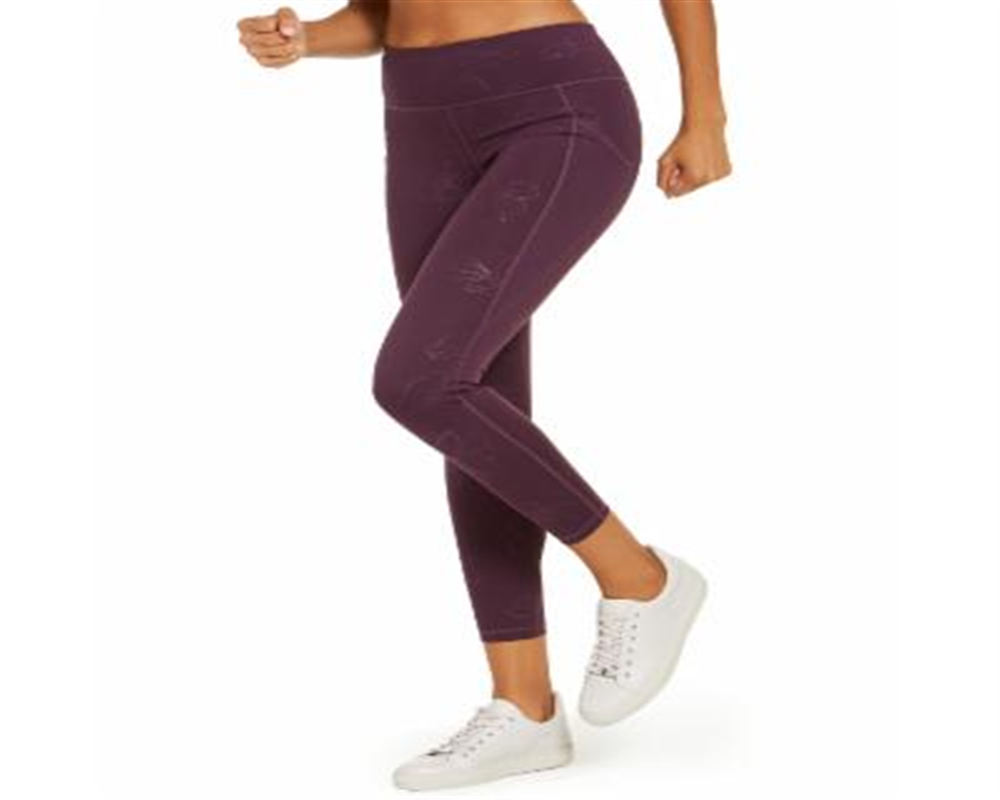 Ideology Women's Tonal Print Ankle Leggings Purple Size XXL