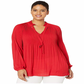 Ralph Lauren Women's Georgette Tie Neck Top Red Size 3X