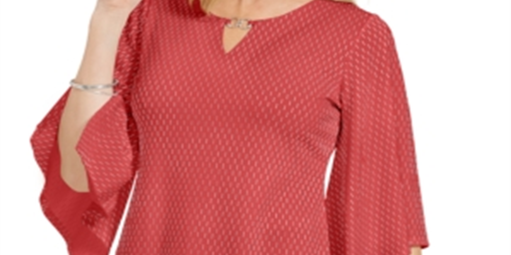 JM Collection Women's Embellished Flared Sleeve Top Orange Size XX-Large