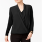 Alfani Women's Surplice Top Black Size Petite L