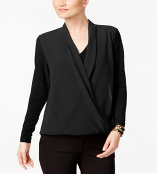 Alfani Women's Surplice Top Black Size Petite L