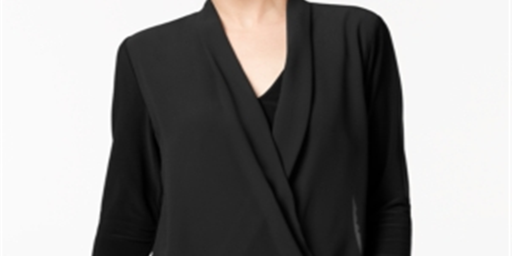 Alfani Women's Surplice Top Black Size Petite L