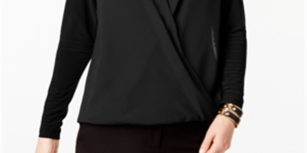 Alfani Women's Surplice Top Black Size Petite L