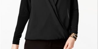 Alfani Women's Surplice Top Black Size Petite L