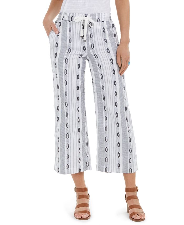 Style & Co Women's Cropped Jacquard Pants White Size X-Small