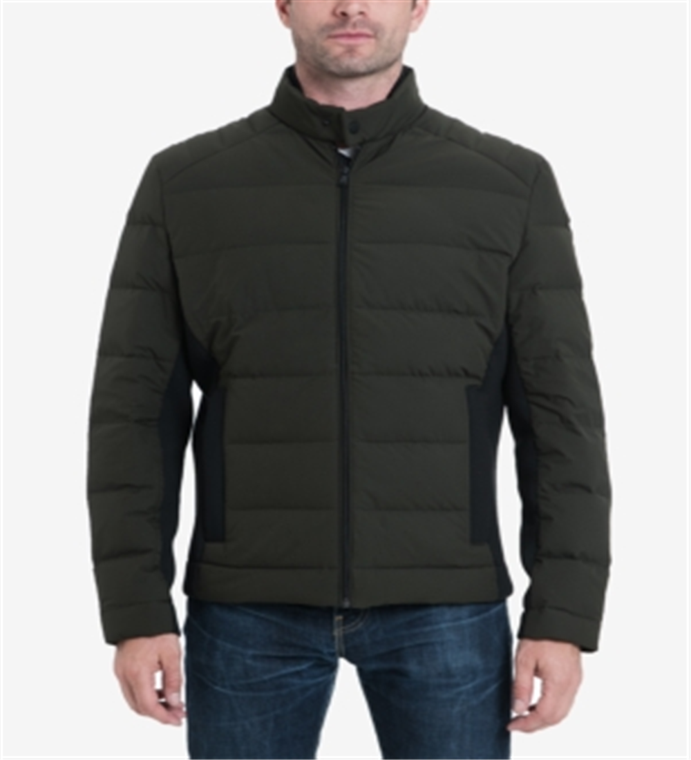 Michael Kors Men's Full Zip Down Mix Media Puffer Jacket Green Size XX-Large