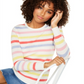Charter Club Women's Striped Cashmere Sweater White Size Large