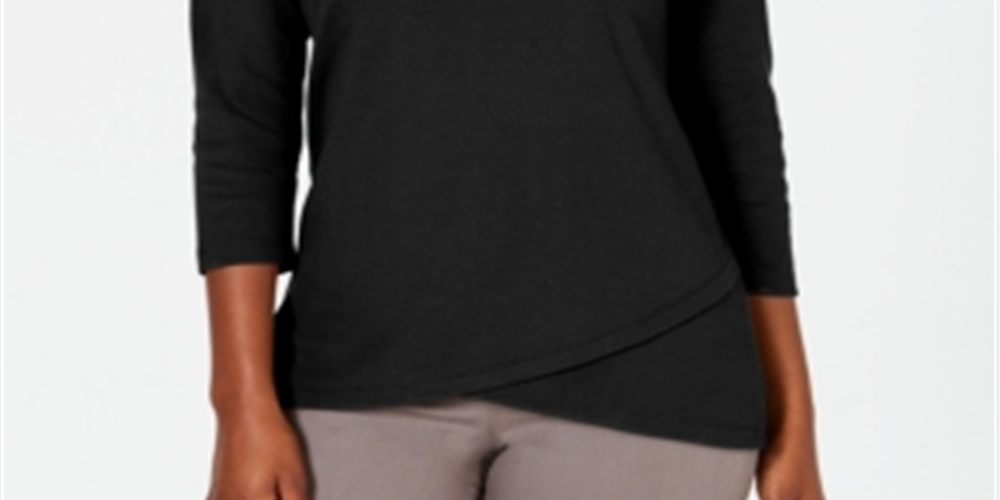 Karen Scott Women's Tulip Hem Top Black Size X-Small