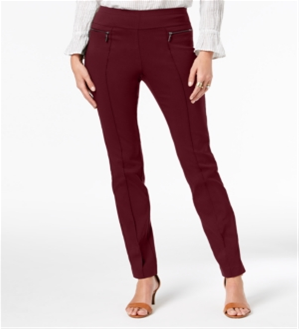 Style & Co Women's Pull on Skinny Pants Wine Size Large