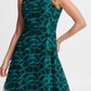 DKNY Women's Embroidered Mesh Fit Flare Dress Green Size 10