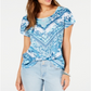 Style & Co Women's Printed Dolman Sleeve T-Shirt Blue Size Petite L