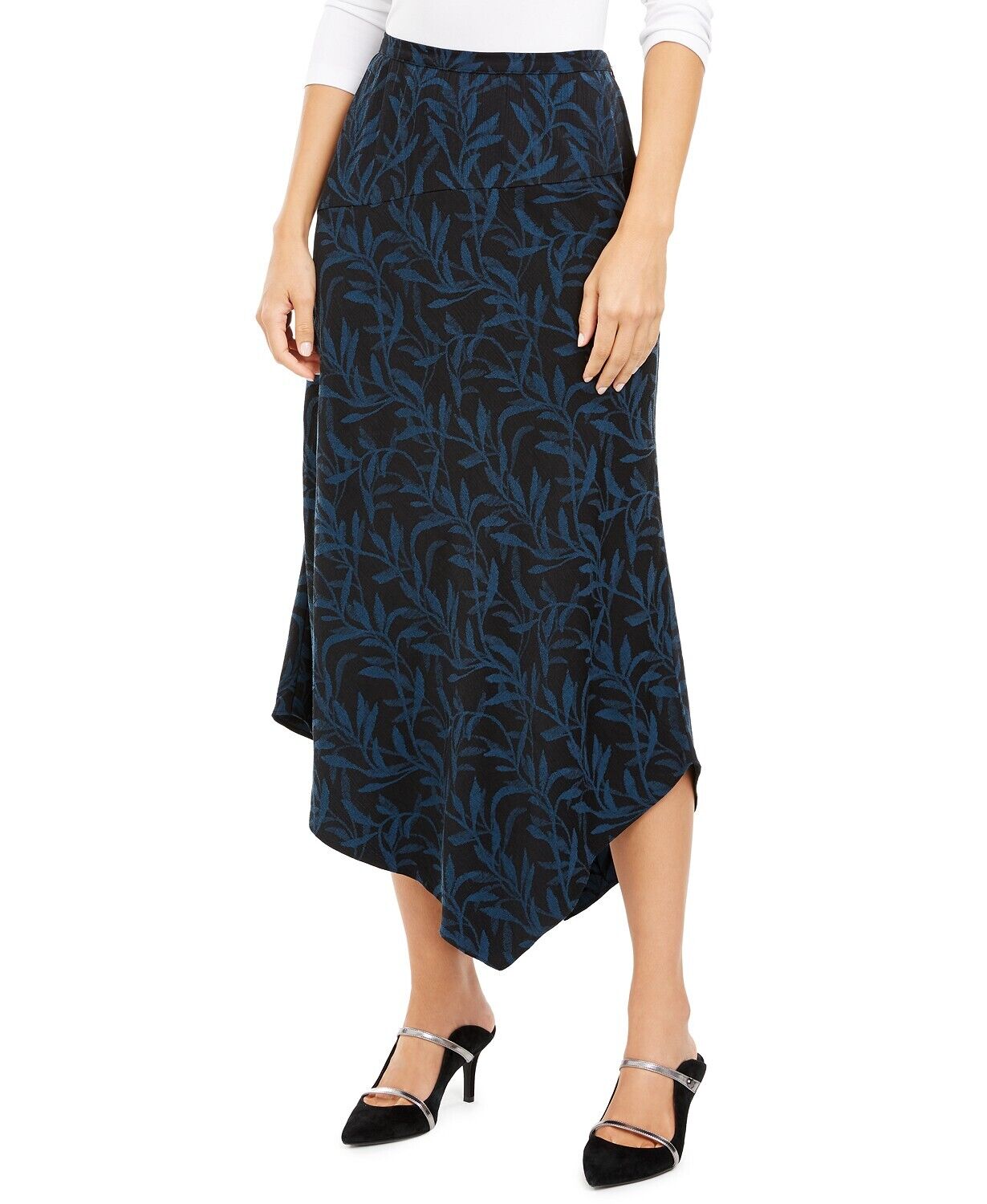 Alfani Women's Patterned MIDI Shift Skirt Blue Size 8