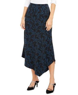 Alfani Women's Patterned MIDI Shift Skirt Blue Size 8