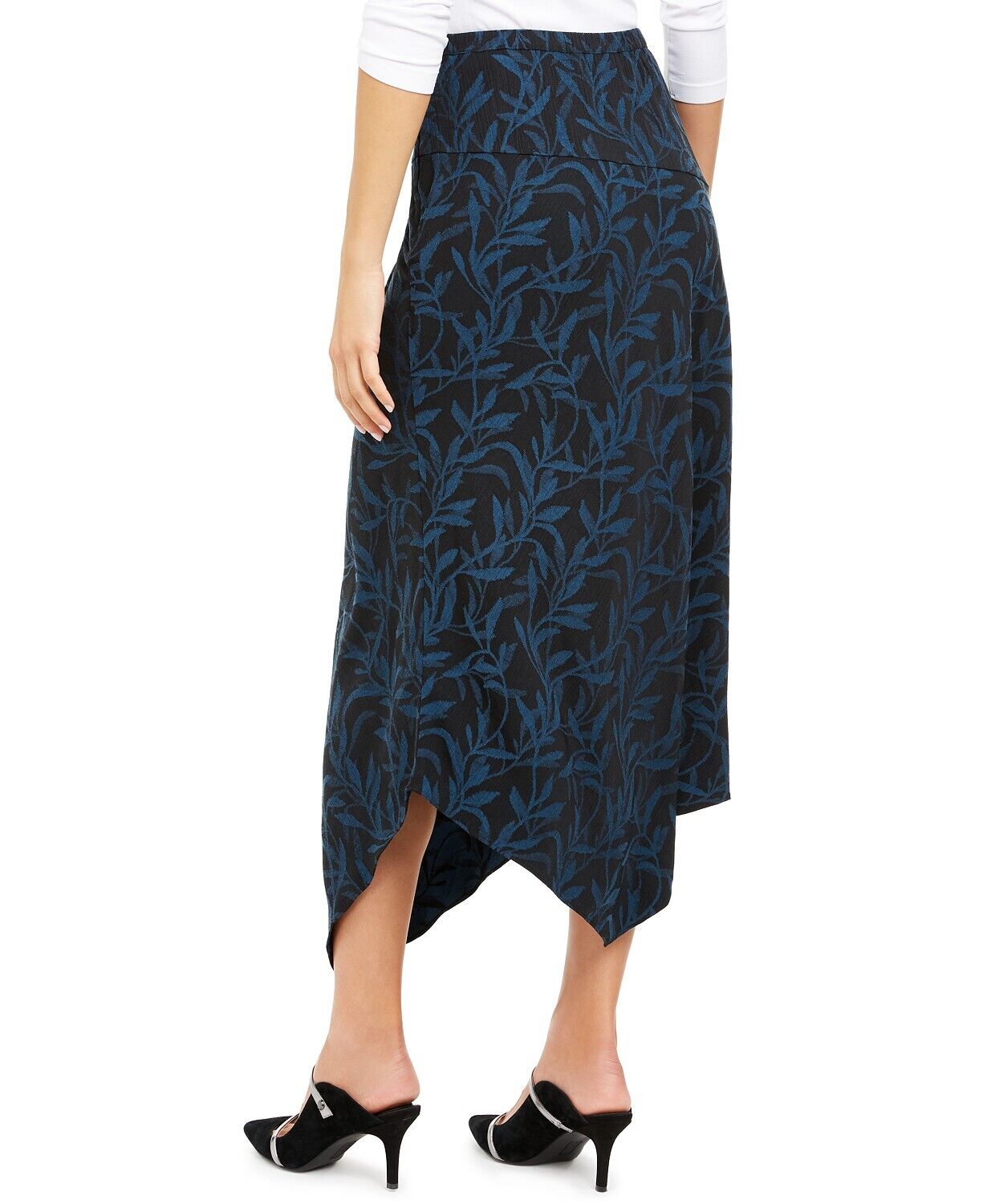 Alfani Women's Patterned MIDI Shift Skirt Blue Size 8