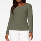 Karen Scott Women's Cotton Scoop Neck Top Green Size Petite Medium