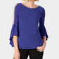 MSK Women's Embellished Bell Sleeve Top Blue Size S