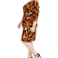 MSK Womens Gathered Animal Print 3/4 Sleeve Jewel Neck Knee Length Sheath Party Dress Orange Size 2X