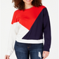 Hippie Rose Junior's Colorblock Quarter Zip Sweatshirt Red Size X-Large