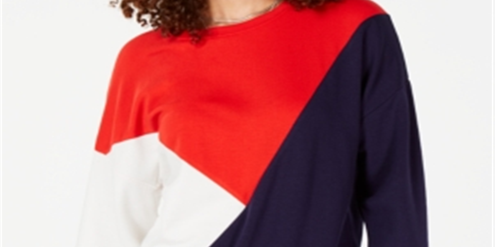 Hippie Rose Junior's Colorblock Quarter Zip Sweatshirt Red Size X-Large