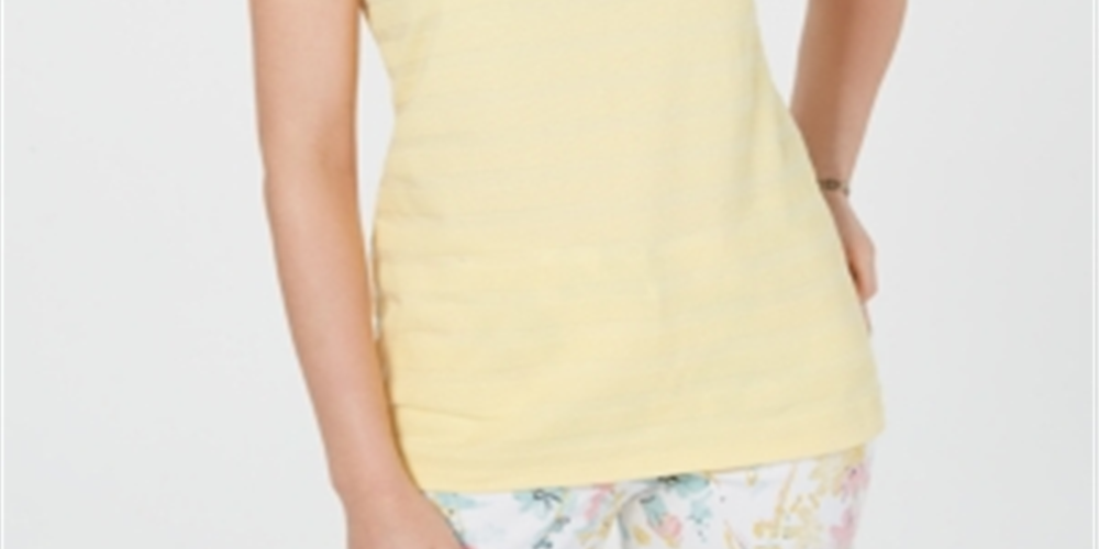 Charter Club Women's Textured Cotton Tank Top Yellow Size Large