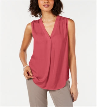Alfani Women's Sleeveless V Neck Tank Top Red Size X-Large