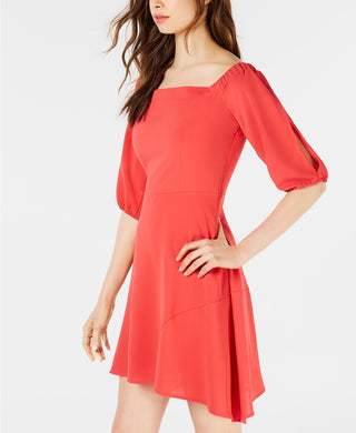 Bar III Women's Fit Flare a line Dress Orange Size8