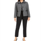 Le Suit Women's Slim-Leg Contrast-Trim Pants Suit Gray Size 14