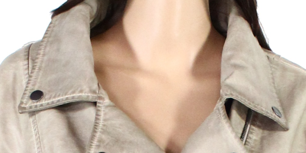 Style & CO Women's Moto Jacket Taupe Plus Faux-Leather Taupe Size 3X