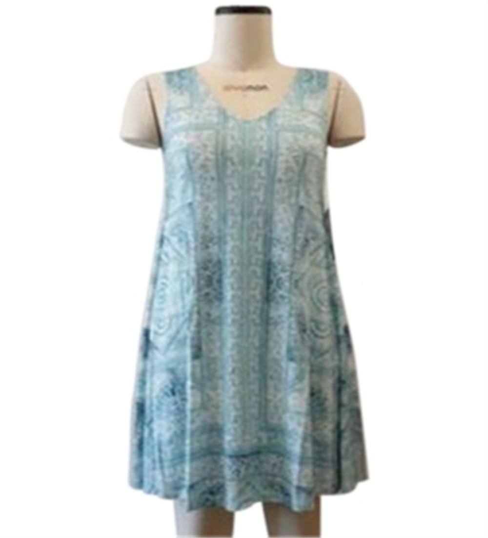Style & Co. Women's Stretch Printed Casual Dress Blue Size XS
