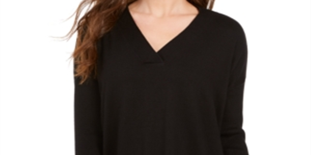 Style & Co Women's V Neck Tunic Black Size Petite M