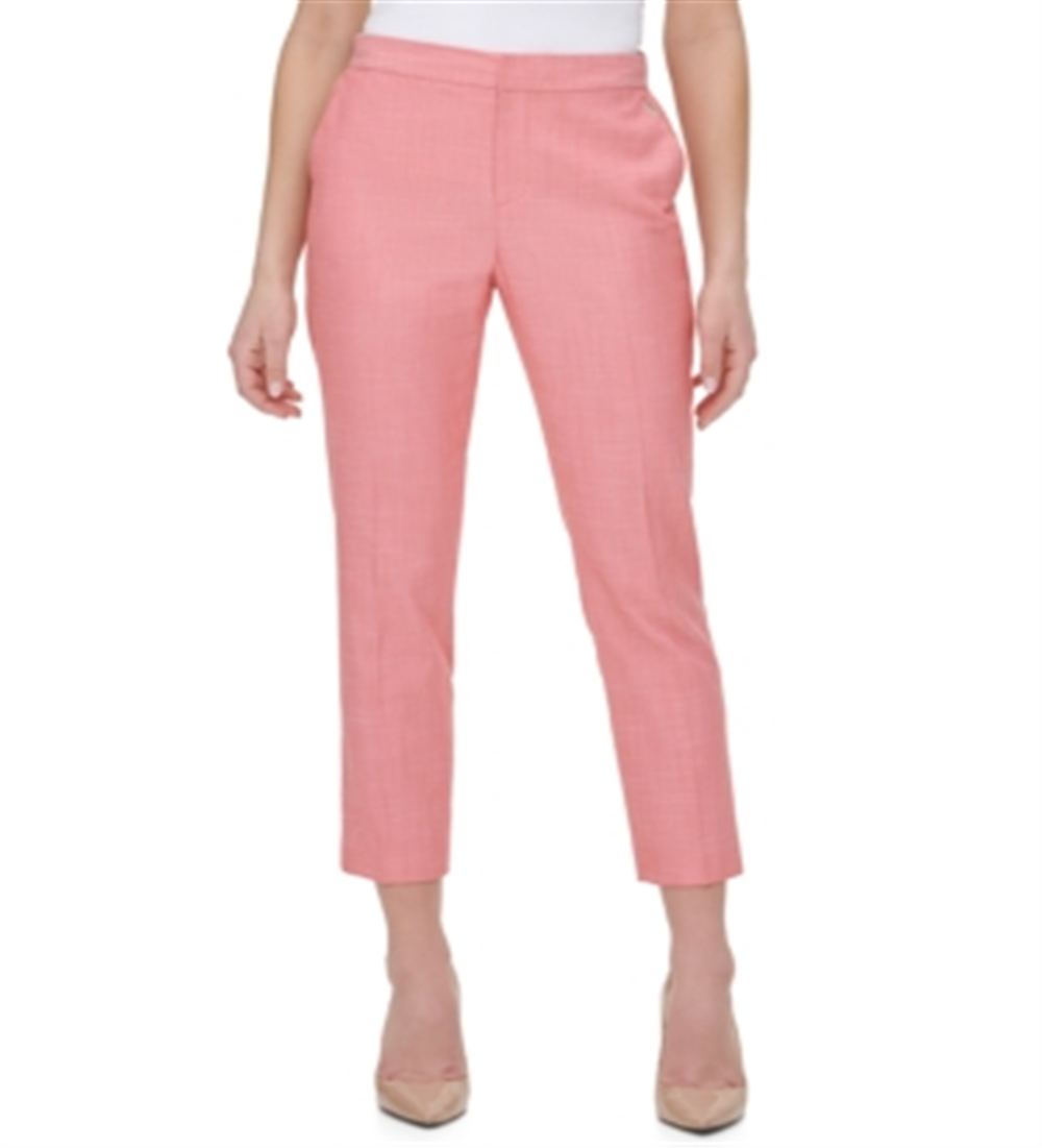 Tommy Hilfiger Womens Coral Zippered Pocketed Elastic Waist Partial Skinny Pants Pink Size 4
