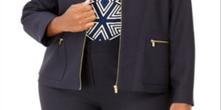 Calvin Klein Women's Twill Collarless Jacket Blue Size 14W