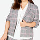 Bar III Women's Trendy Open Front Plaid Jacket Gray Size 18W