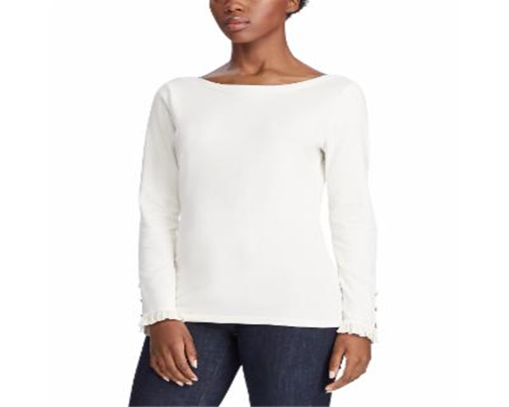 Ralph Lauren Women's Stretch Cotton Sweater White Size L