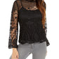 Style & Co Lace Bell-Sleeve Top Black Size Large