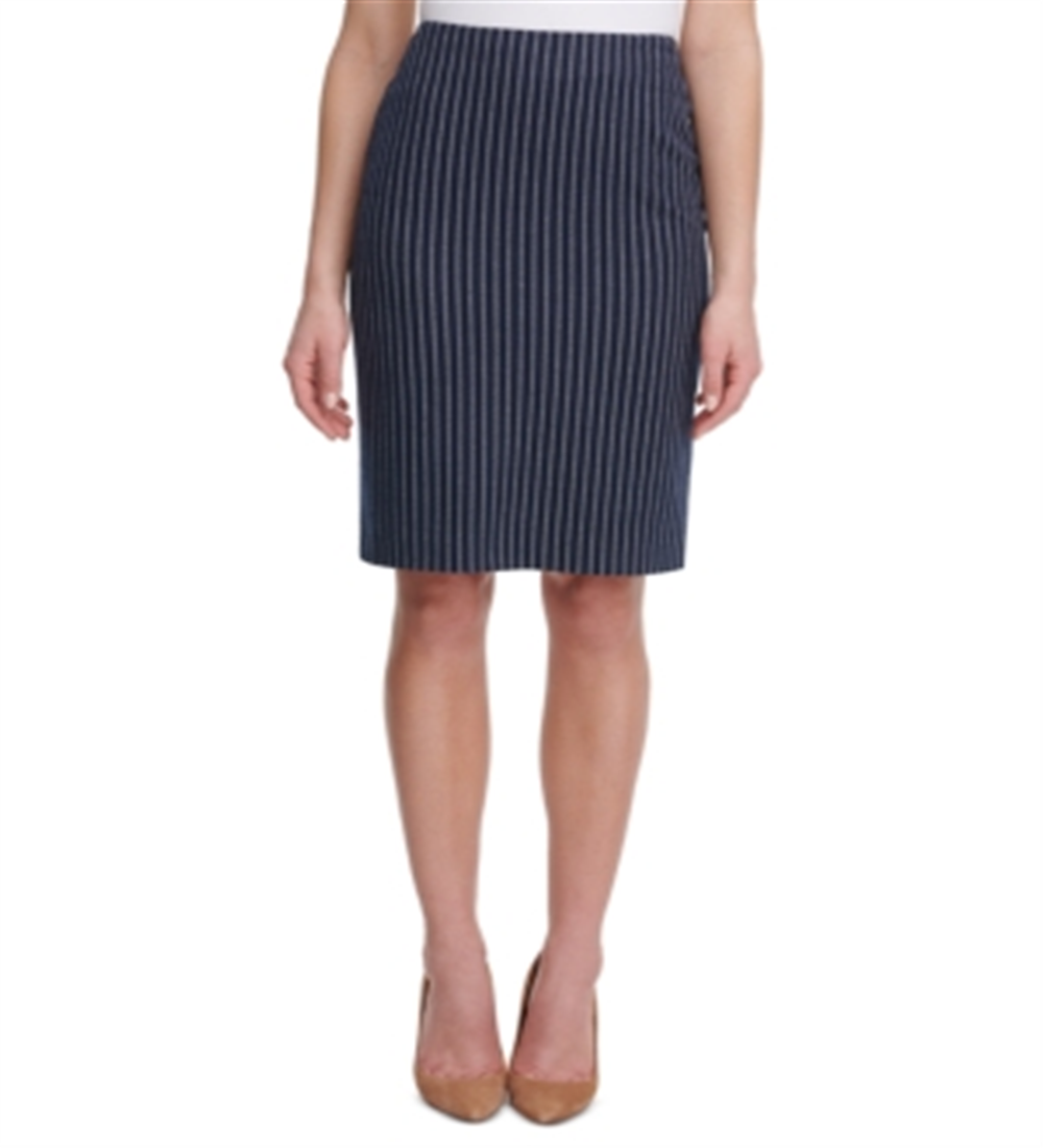Tommy Hilfiger Women's Midnight Slim Stripe Pencil Skirt Blue Size 12