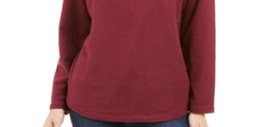 Karen Scott Women's Microfleece Top Maroon Size Petite S