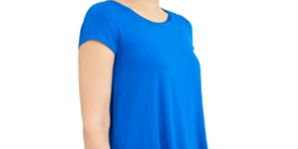 Alfani Women's Petites Velvet Collar Solid Blouse Blue Size Petite M