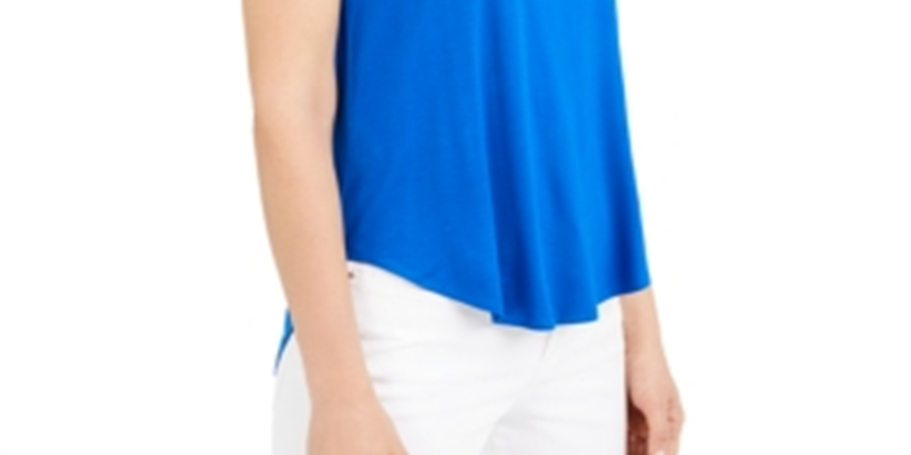 Alfani Women's Petites Velvet Collar Solid Blouse Blue Size Petite M