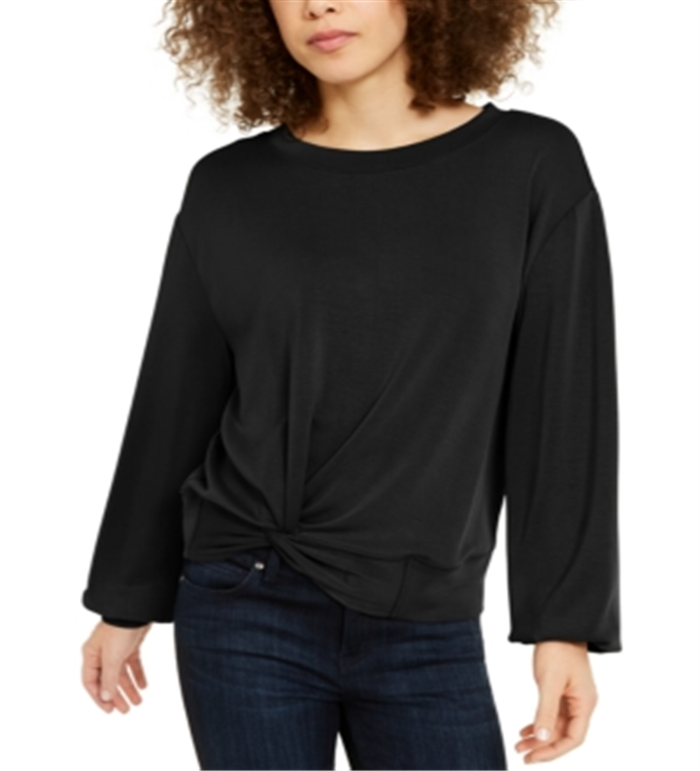 INC International Concepts Women's Earth Twist Front Sweatshirt Black Size M