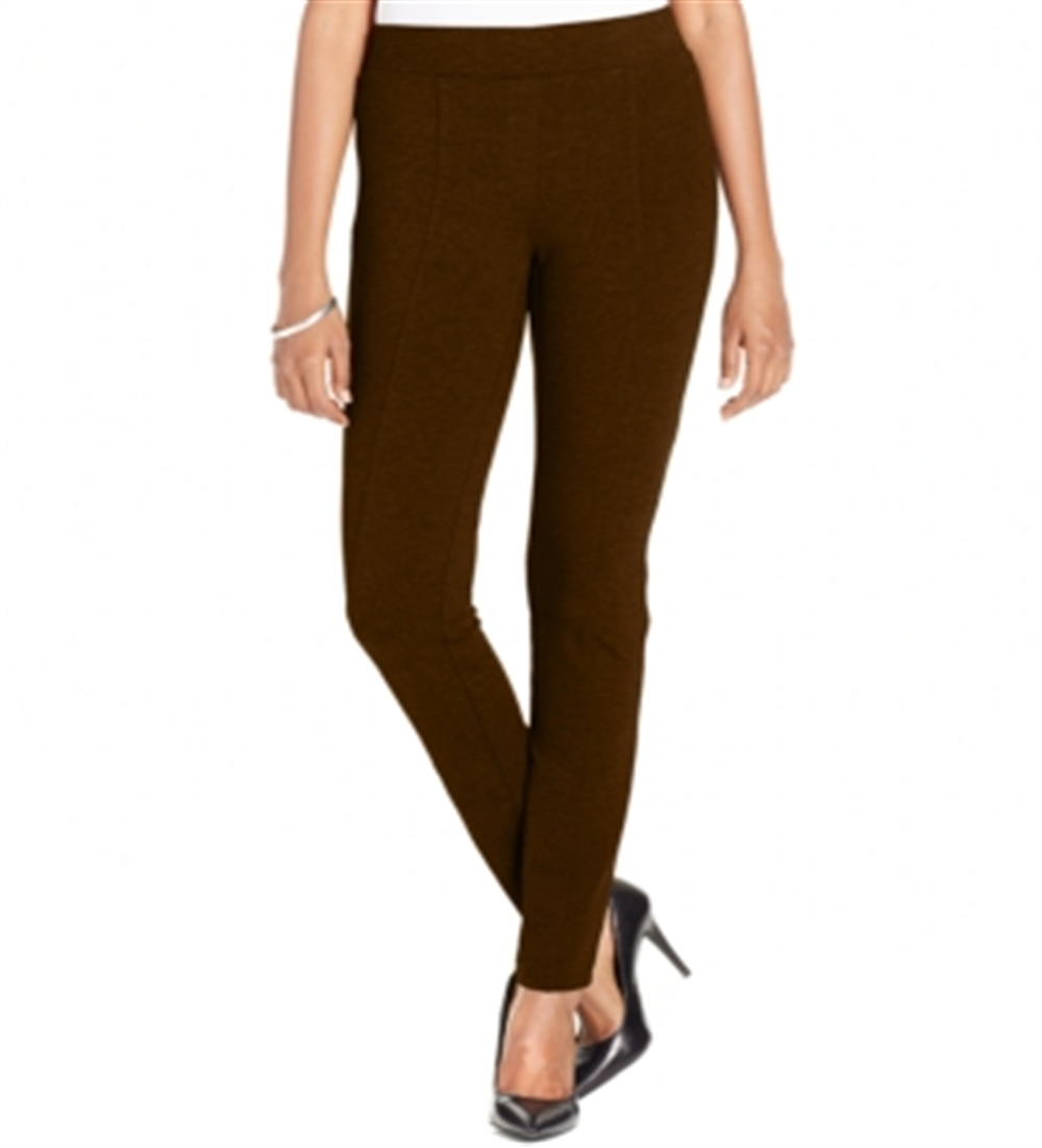 Style & Co Women's Petite Stretch Leggings Two-Pocket Back Brown Size PS