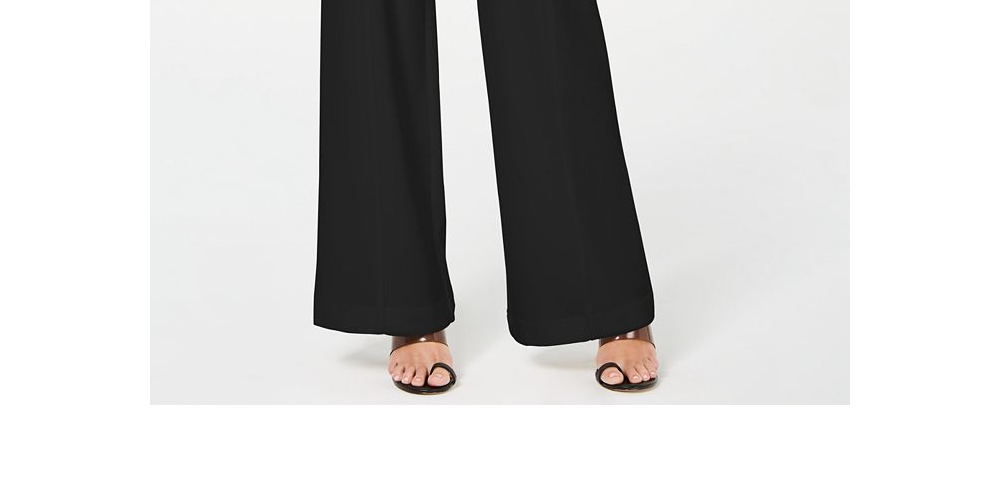 Inc International Concepts Women's Petite Side-Belt Wide-Leg Pants Black Size 8 P