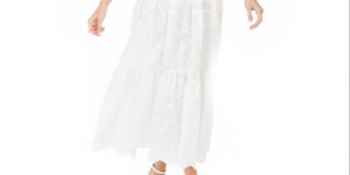 Calvin Klein Women's Embroidered Maxi Dress White- Size 12