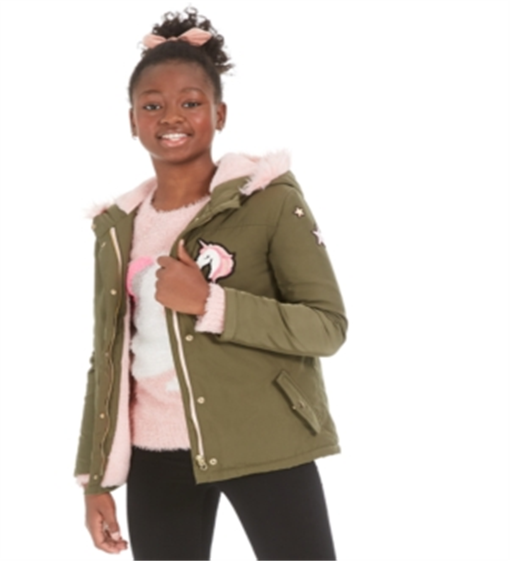 Epic Threads Big Girl's Unicorn Patch Jacket Green Size X-Large